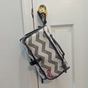 Compact Changing Bag, Stylish Gray Chevron